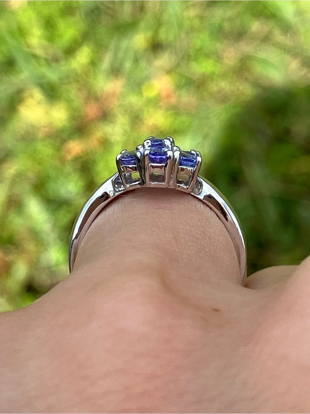 Genuine Tanzanite Sterling Silver Ring Size 6